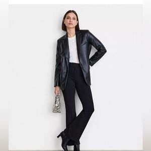 LOFT Faux Leather Black Blazer